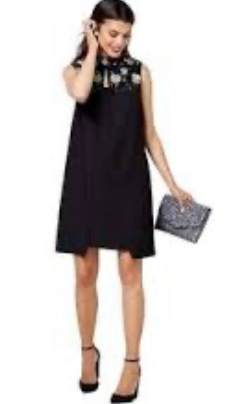 Badgley Mischka Black Embellished Special Occasion Cocktail Party Dress Large